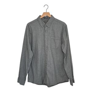 EDDIE BAUER Men's Longsleeve Buttondown Shirt Classic Fit Flannel Shirt Gray